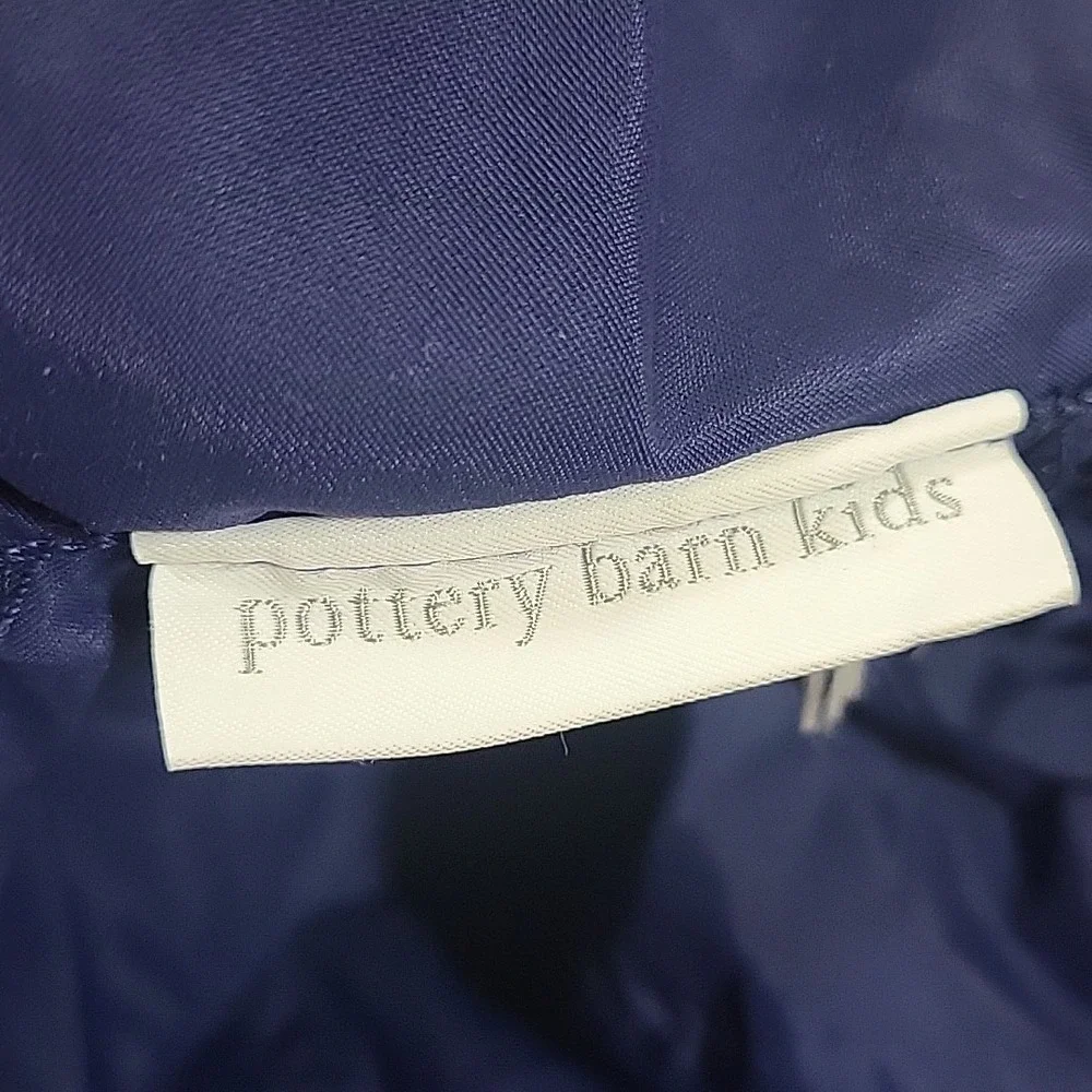 Pottery Barn Baby Size 12 Months Navy Shark Print Reversible Sun Hat W/Neck Flap